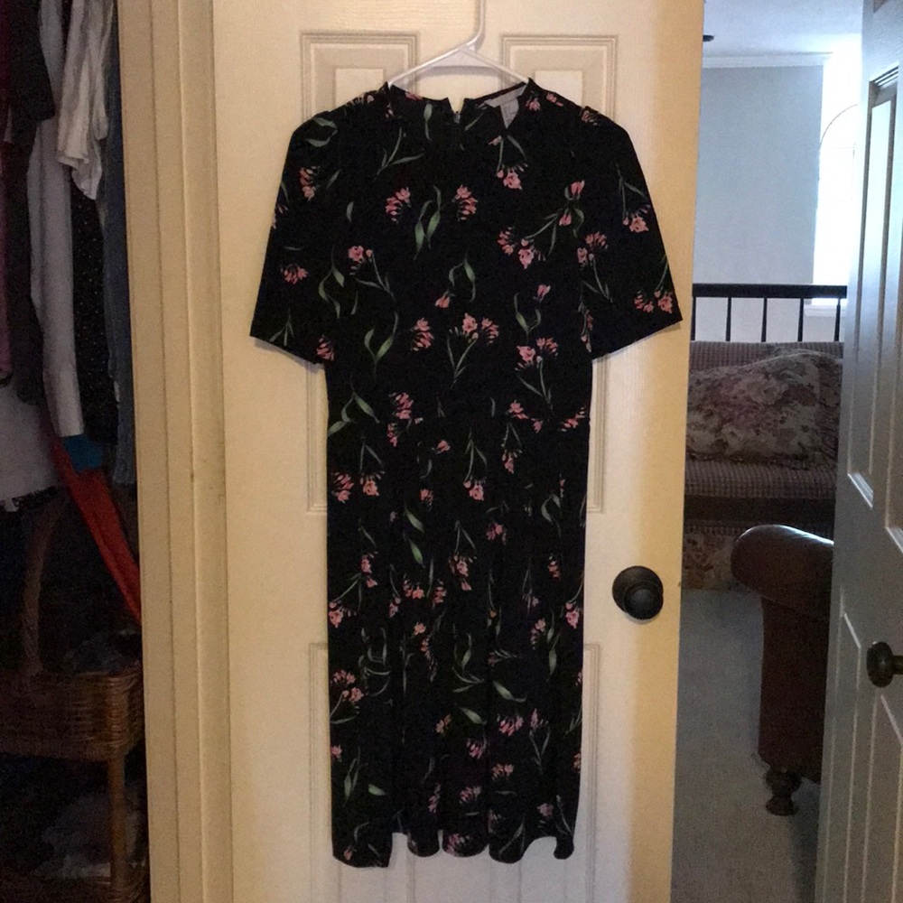 H&M floral print black dress